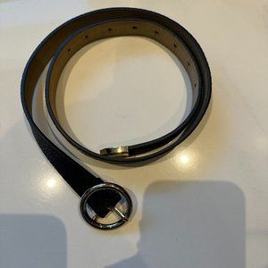 Black Pleather Belt with Gold Circle Hardware
